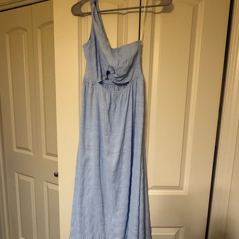 Who I Am Light Blue One-Shoulder Dress